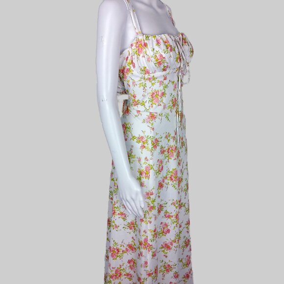 A-line Floral Print Milkmaid Flowy Dress - Picture 3 of 4